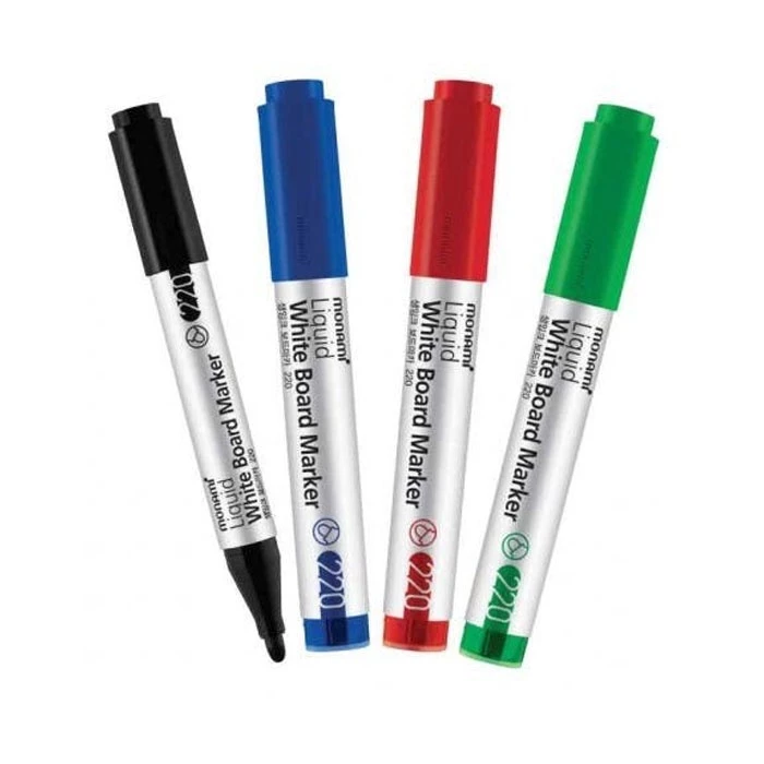 ปากกาไวท์บอร์ด MONAMI (โมนามิ) ซิกม่าโฟวล์ 220 แบบชุด 4 สี + แปรงลบกระดาน_2